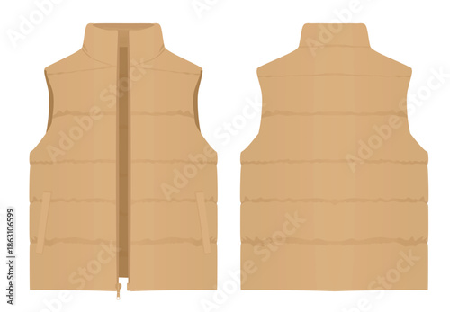 Brown winter vest. vector illustration