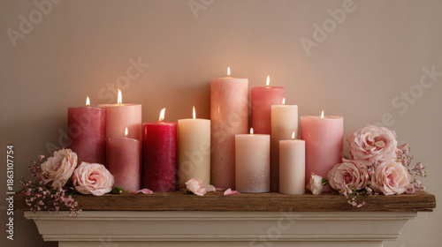Romantic Candle Arrangement Red And Pink Tones Decor