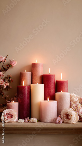 Romantic Candle Arrangement Red And Pink Tones Decor