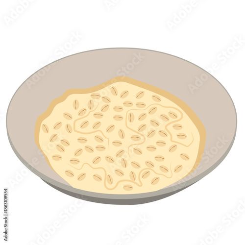 oat porridge top view vector.