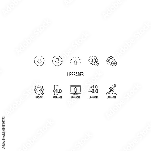 Software upgrades isolated on transparent background