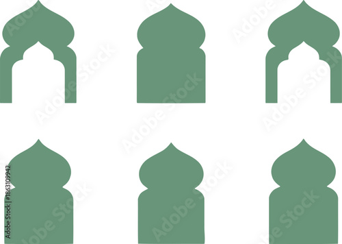 Traditional Islamic Architecture Elements Vector Design