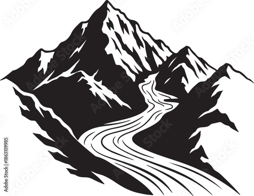 Mountain landscape with snowy peaks and a river