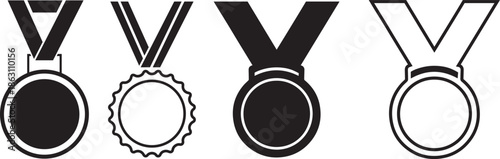 Award Medal Vector Set. Winner Achievement Badge Vector Illustration.