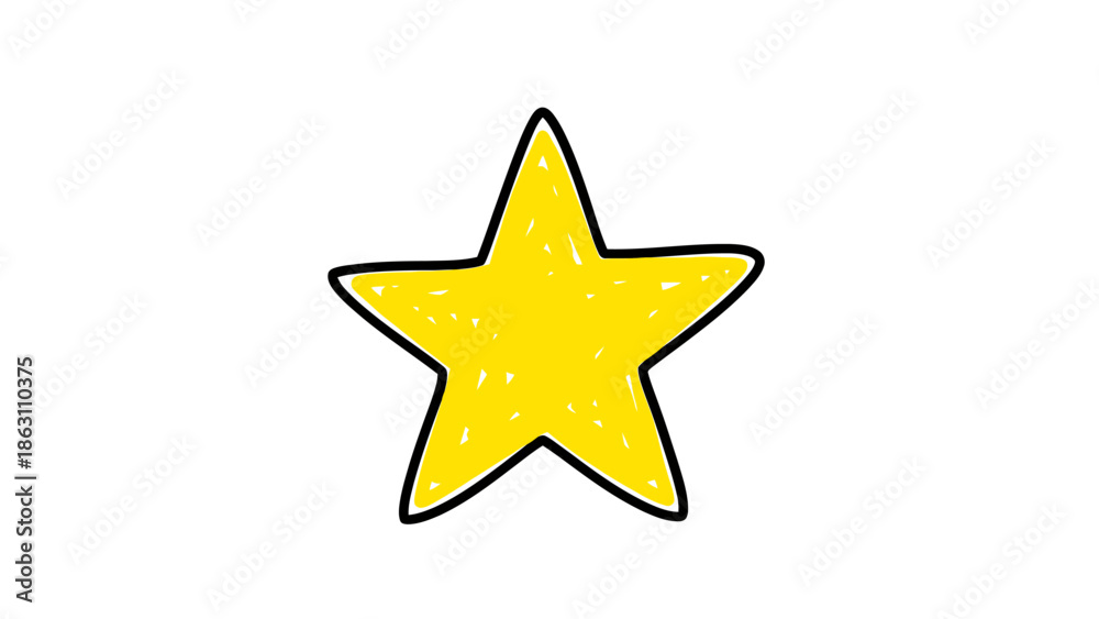 Obraz premium Hand Drawn Yellow Star Shape Element Isolated on White Background