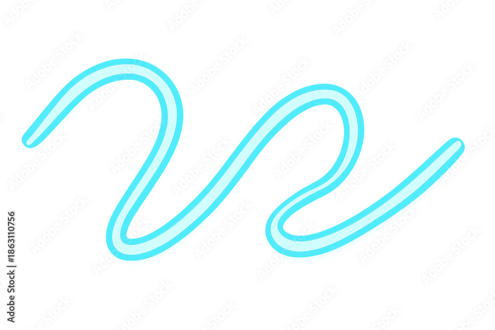 Obraz premium Cyan glowing waving line forming abstract squiggle on transparent background for modern digital design element