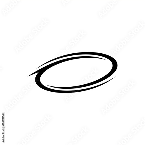 A black oval shape with motion lines.