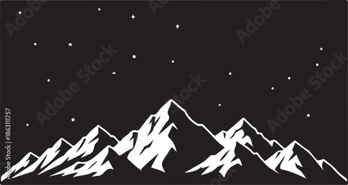mountain range silhouette under starry sky