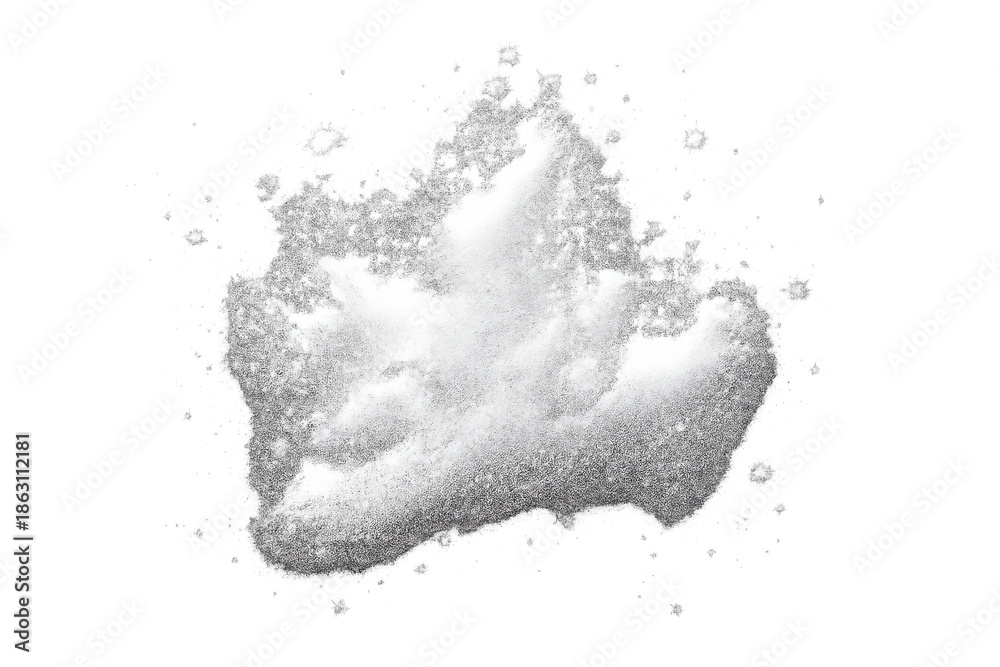 Obraz premium White snow powder creating a splash, depicting a winter blizzard or cold frozen element. Transparent background