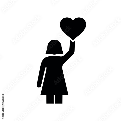 Woman holding heart symbol expressing love and care.