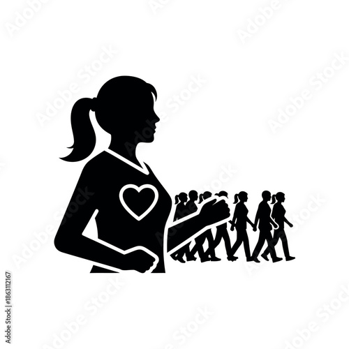 Woman Leading a Group in a Charity Walk or Run.