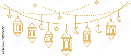 Elegant Golden Lanterns Vector for Festive Celebrations