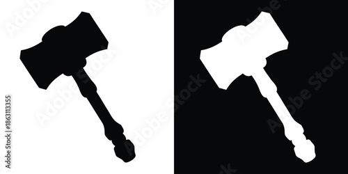 Thor hammer vector icon, hammer silhouette vector