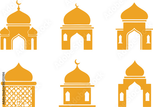 Elegant Golden Architectural Vector Designs for Cultural Themes