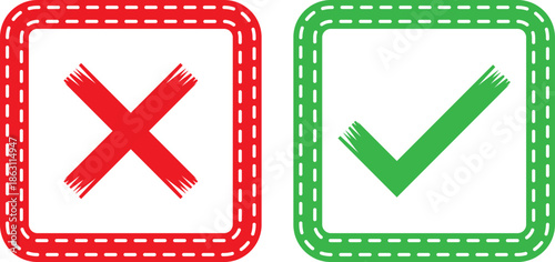 Check marks with red cross and green check