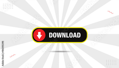 Download icon vector illustration art design sticker label eps format banner template with black red shapes white bold font with white gray gradient background Vector illustration