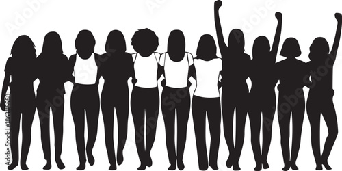 Diverse group of women standing together in solidarity and unity