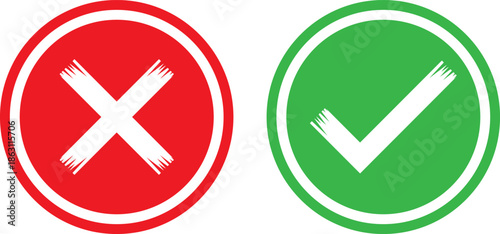 Red cross and green check symbols