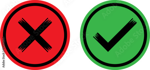 Red cross and green check symbols