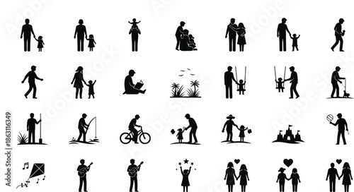 Mens Day Celebration Icons Collection Featuring Tools Hobbies and Symbols