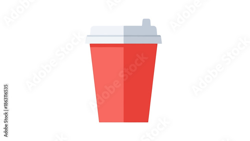 Red Disposable Drink Container with Lid for Hot Beverages