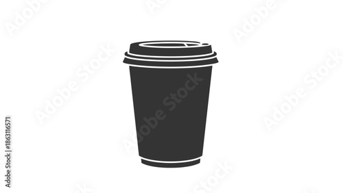 Simple Black Disposable Hot Beverage Container with Lid