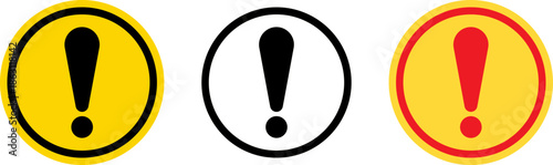 Three alert symbols in different colors