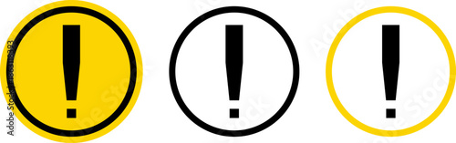 Three alert symbols in circles