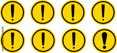 Array of yellow alert signs