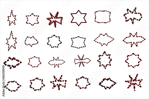 Geometric shapes dotted patterns dynamic flowing lines symbolic design set