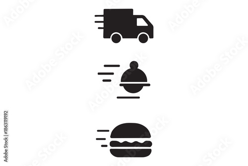 Fast shipping delivery truck icon, illustration, logo sign symbol pictogram template, for ui or ux isolated on white for mobile app, editable