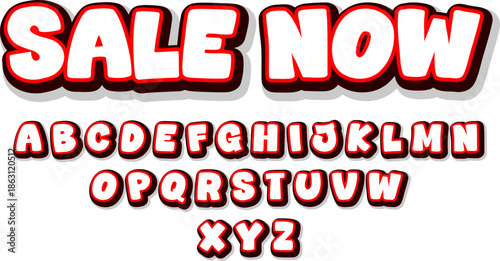 Sale Now white typography text, font style with Alphabet. 
