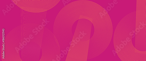 Abstract orange, pink gradient waving circles lines Technology web banner background. Modern yellow, purple gradient with glowing lines and shiny geometric diagonal shape for brochure, cover, header
