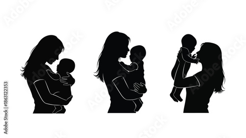 A tender moment mother and baby in a striking silhouette