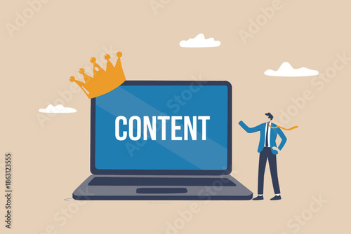 Content is king: businessman illustrating the supreme importance of digital content