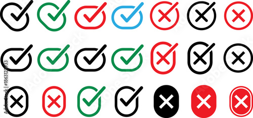 Assorted check and cross markers