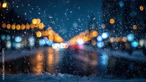 a city street with a lot of rain on it