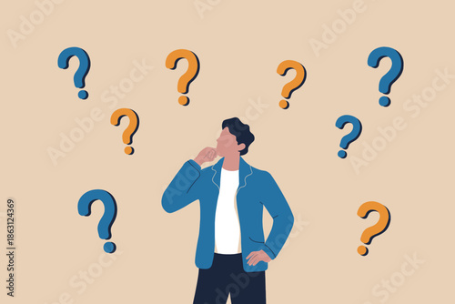 A person facing a complex problem and thinking hard to find the right solution.