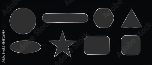  glass elements with liquid morphism effect for ui design and modern interfaces.