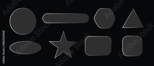  glass elements with liquid morphism effect for ui design and modern interfaces.