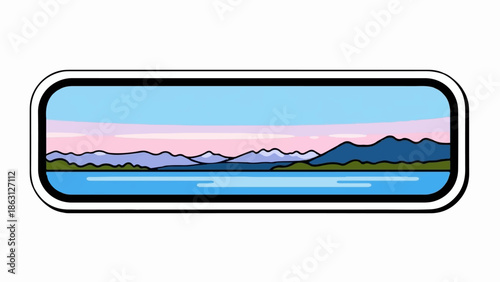 Serene panoramic view of a tranquil lake before distant, blue, layered mountains at dusk