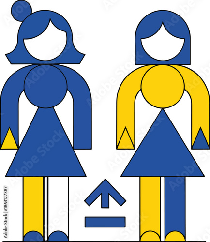 Abstract female icons representing gender equality flat vector