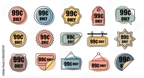 99 Cent Sale Price Tags and Boho Style Badges