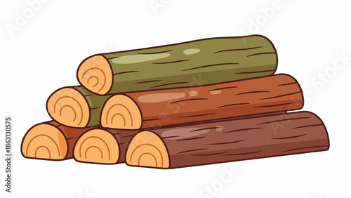 Stack of cartoon logs, cut ends showing rings
