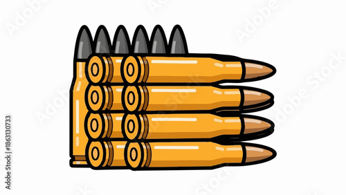 Stacked ammunition cartridges with pointed tips and brass casings arranged horizontally