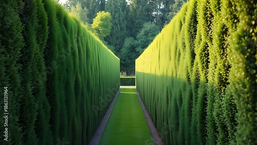 privet. Classical garden maze formed by tall, elegant privet hedges. real-estate listings, architecture portfolios, designed for interior renovation comparisons for interiors.