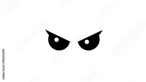 Grumpy Angry Evil Eyes Minimalist Cartoon Vector Illustration on White Background with Intense Expression