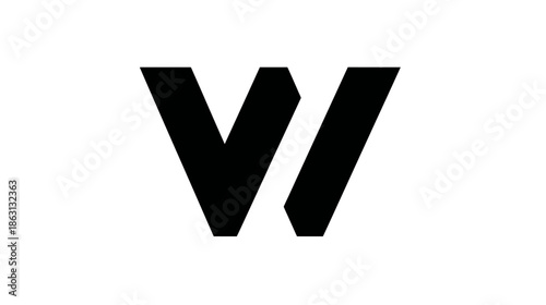Bold black uppercase letter W, modern sans-serif font, isolated on white background. Typographic design element.