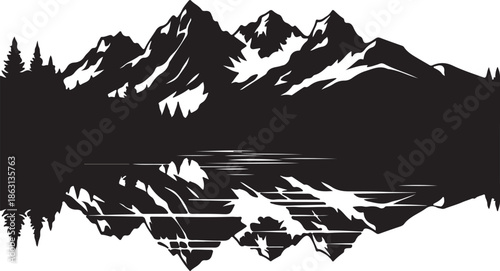 Mountain landscape with lake and trees