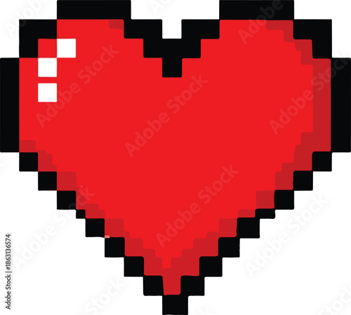 Pixel art red heart vector.eps